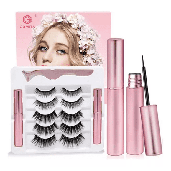 Kit De Pestañas Postizas Magnéticas & Delineador De Ojos rosa