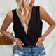 thumbnail image 4 of Chaleco sin mangas de color liso con cuello en V para mujer: camiseta sin mangas de poliéster transpirable, corte informal para mayor comodidad durante todo el día, 4 of 6