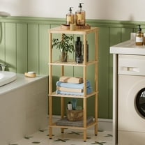 Bamboo Bathroom Shelf, 4-Tier Bathroom Storage Shelf, Multifunctional Storage Rack for Living Room Bedroom Kitchen, Space Saver