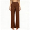 thumbnail image 4 of Yifymode Women High Waist Straight Leg Pants Casual Wide Leg Trousers with Pockets for Work,Coffee M, 4 of 4