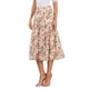 thumbnail image 4 of Falda Floral de Chiffon para Mujeres Inspire Chic, Falda Midi Bohemia de Volantes en Capas, L Color Albaricoque, 4 of 6