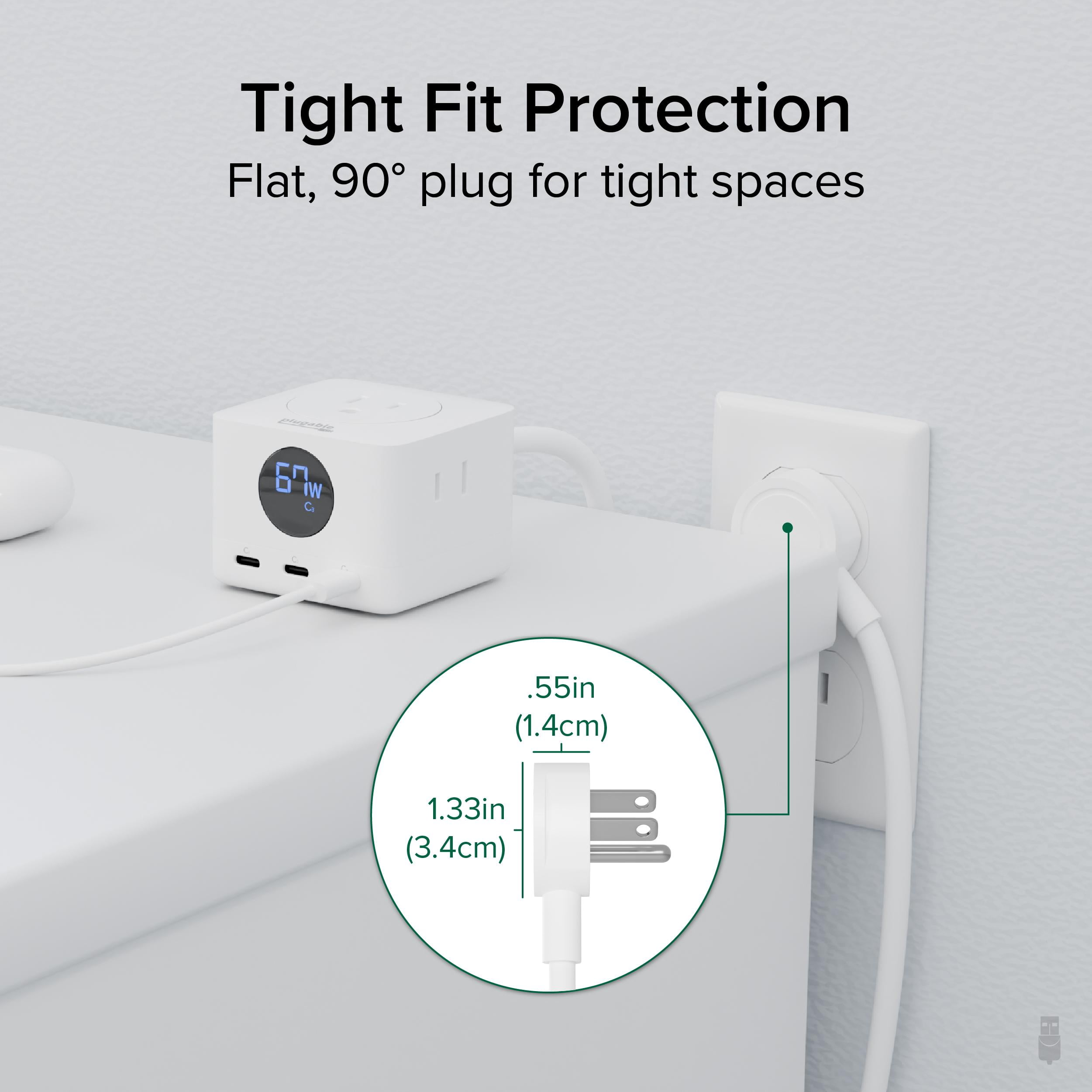 Plugable 67W USB C Power Strip, USBC Charging Station Extension Cord with Multiple Outlets