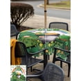 thumbnail image 4 of St Patricks Day Outdoor Tablecloth - 60x60 Inch Square Dining Table Cover, Green Shamrock Spring Rainbows Gnomes Waterproof Outdoor Table Cloth with Umbrella Hole & Zipper for Picnic/Patio/Party, 4 of 7