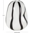 thumbnail image 3 of DecMode 12" Concaved Round White Glass Vase with Black Stripes, 3 of 9