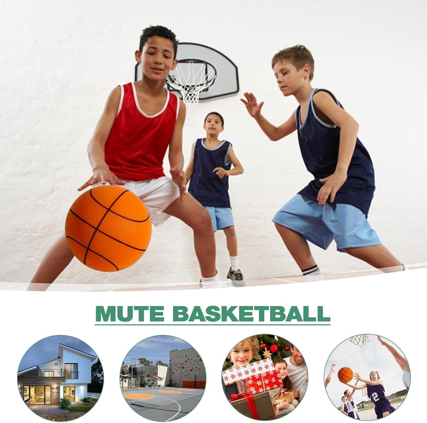 MODANU 9.4 inch Silent Basketball, 2025 Upgrade Quiet Basketball Indoor, Foam Indoor Dribbling Training Ball, Uncoated High-Density, Mute High-Resilience Safe Soft Lightweight