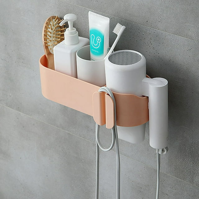 TIMIFIS Bathroom Organizer Hair Dryer Wall Mount, Towel Toothbrush Toothpaste Perfume Comb Blow Dryer Organizer Storage Hanging Shelf Rack Stand, Bathroom Organizer Toothbrush Holders