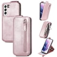 thumbnail image 1 of SaniMore for Samsung Galaxy S22 Magnetic Closure Top & Bottom Flip Wallet Case, Premium PU Leather Cover with Car Mount Card Slot & Adjustable Kickstand Full Body Protective Shell, Rosegold, 1 of 9