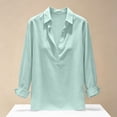 thumbnail image 6 of SETOOFF Womens Long Sleeve Tops Blouses Lapel Collar Half Button Henley Curved Hem Loose Casual Shirts Women Spring Summer Office Travel Daily Outfit, 6 of 6