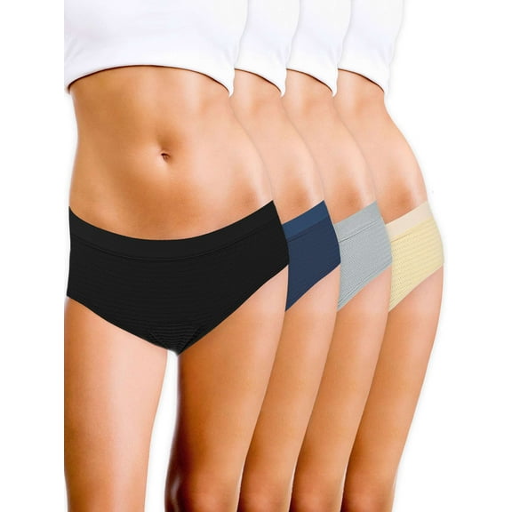 PULLIMORE 4 Pack Period Underwear for Women Girls Leakproof Unides Soft Comfortable Panties Menstrual Brief M-2XL