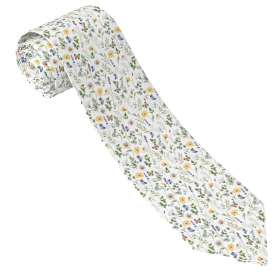 Xecao Watercolor Wildflower 2 Print Tie For Men Necktie Woven Jacquard Neck Ties,Classic Men's Tie