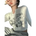 thumbnail image 3 of TheFound Hauts Côtelés pour Femmes Manches Longues Crop Tops Y2K Skinny Tops, 3 of 9