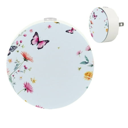 

YZUOUZY Night Lights Plug into Wall Bedroom Lamp Bedside Lamps Set of 2 Flowers Leaves Butterflies Feathers