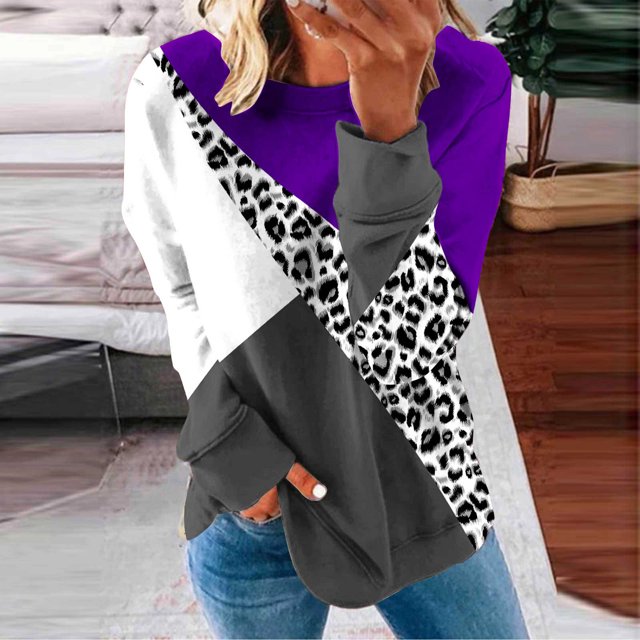 Sweat à Capuche Mode pour Femmes 2023 Col Rond Mode Décontractée Manches Longues Imprimé Sweat-Shirt Blouse 50 % de Réduction Costumes Halloween/noël