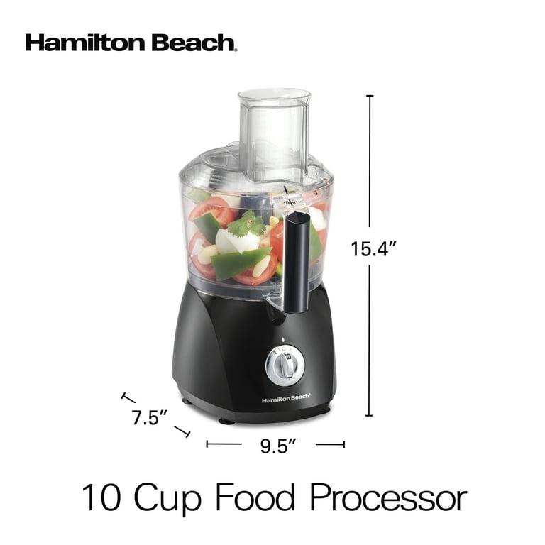 Hamilton Beach Stack and Snap Food Processor with Big Mouth, 10 Cup  Capacity, Black and Stainless, 70723