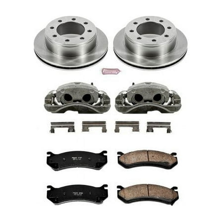 PowerStop Rear Stock Replacement Brake Pad and Rotor Kit with Calipers Fits: CHEVROLET GMC Select Models KCOE2041