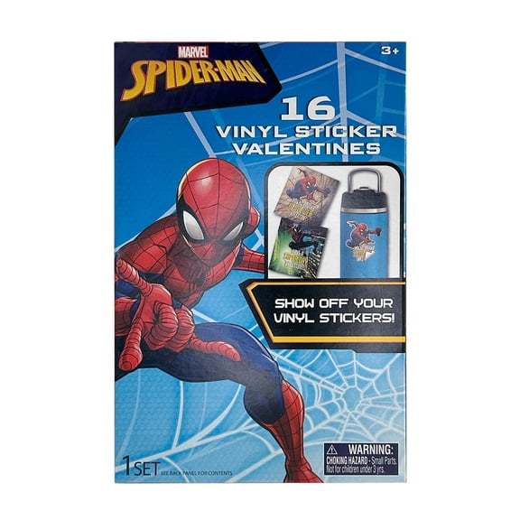 Marvel Spider-Man 16 Pack Valentine's Day Exchange Cards with Vinyl Stickers