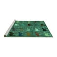 thumbnail image 2 of Ahgly Company Machine Washable Indoor Square Abstract Turquoise Blue Modern Area Rugs, 6' Square, 2 of 4