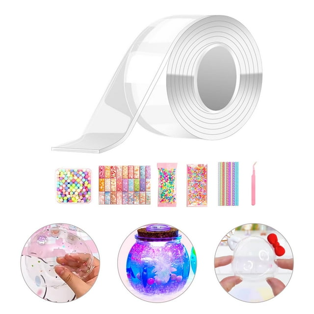Cintas de doble cara,Juguete para niños con cinta adhesiva de doble cara Blow Bubbles Cinta con 34PCS Macarena Cintas de doble cara