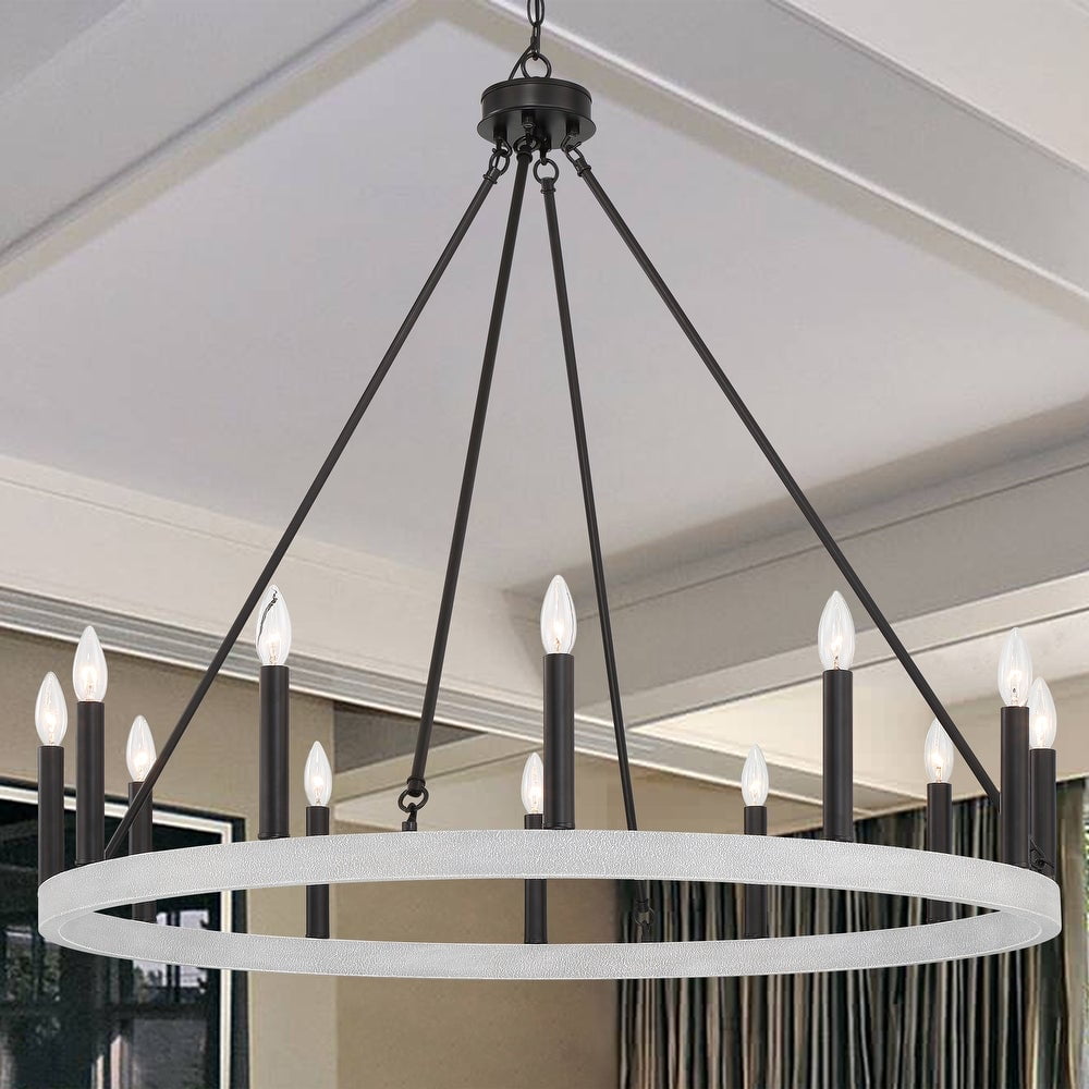 Vanity Art 12 Lights Wagon Wheel Chandelier Lighting Farmhouse Candle