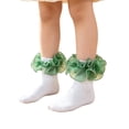 thumbnail image 2 of CHCNHAC Girls Green Lace Ruffle Dance Socks, Shiny Trim Cotton Ankle Socks for Kids Ballet Performance, Princess Party Costume Accessories Size XL 8-10 Years, 2 of 4