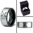 thumbnail image 4 of Tungsten Archery Bow Arrows Crossed Band Ring 8mm Men Women Comfort Fit Brushed Gray Flat Cut Black Polished, 4 of 4