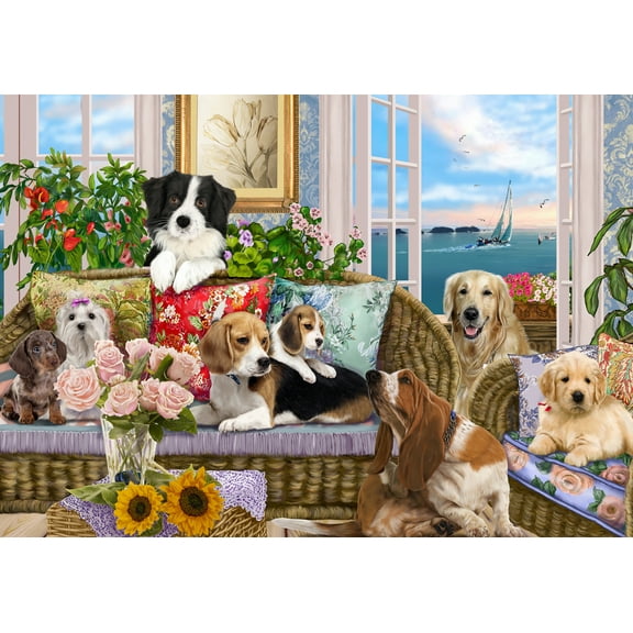 Vermont Christmas Company Dogs on The Sofa Jigsaw Puzzle 550 Piece