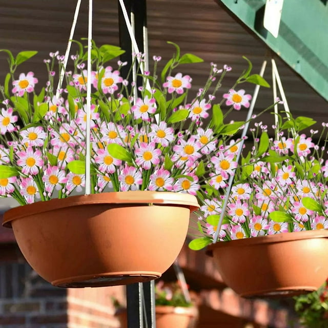 QTOCIO Spring Artificial Greenerys Daisys Fake Flower European And Wildflower Arrangement Easter Berry Stems Green Leaves