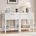 thumbnail image 2 of GIKPAL Fluted Nightstands Set of 2, Bedside Tables with Charging Station, Boho Side Tables with Drawer & Open Compartment for Bedroom, White, 2 of 9