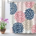 thumbnail image 2 of Floral Shower Curtain Dahlia Shower Curtains Set with 12 Hooks Flower Shower Curtain Pink and Blue Gray Shower Curtain Turquoise Mandala Floral Bathroom Decor, 72" W x 72" H, 2 of 6