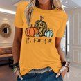 thumbnail image 3 of Gibobby Playera de Verano para Mujer Blusa informal manga corta con estampado otoño para mujer, blusa informal con cuello redondo, camisetas tipo túnica(Amarillo,XL), 3 of 4
