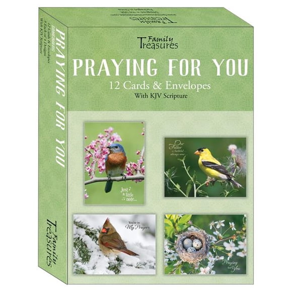 Family Treasures Wholesale 22476X en Boîte - Carte Priant pour Vous-Oiseaux Chanteurs - Boîte de 12