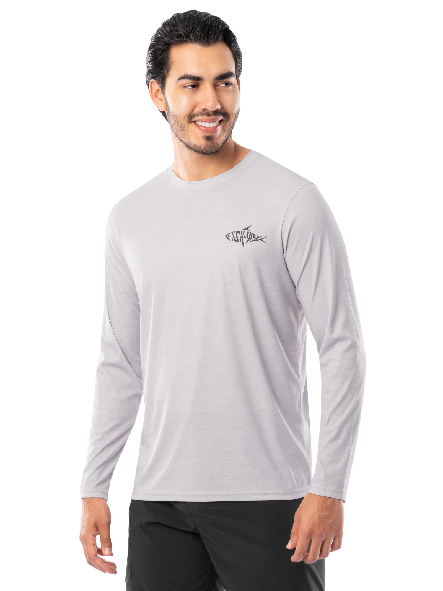 Fish N Vibe Men's Long Sleeve Performance Fishing Graphic Tee, Grey Cationic Wander Walleye, 3XL
