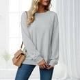 thumbnail image 4 of Quealent Crewneck Sweatshirts for Women Pullover Long Sleeve High Low Side Split Hem Basic Fall Fashion Sweatshirt Top Gray for Size M, 4 of 7