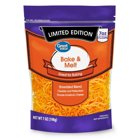 Great Value Limited Edition Shredded Casserole Blend Cheese, 7 oz