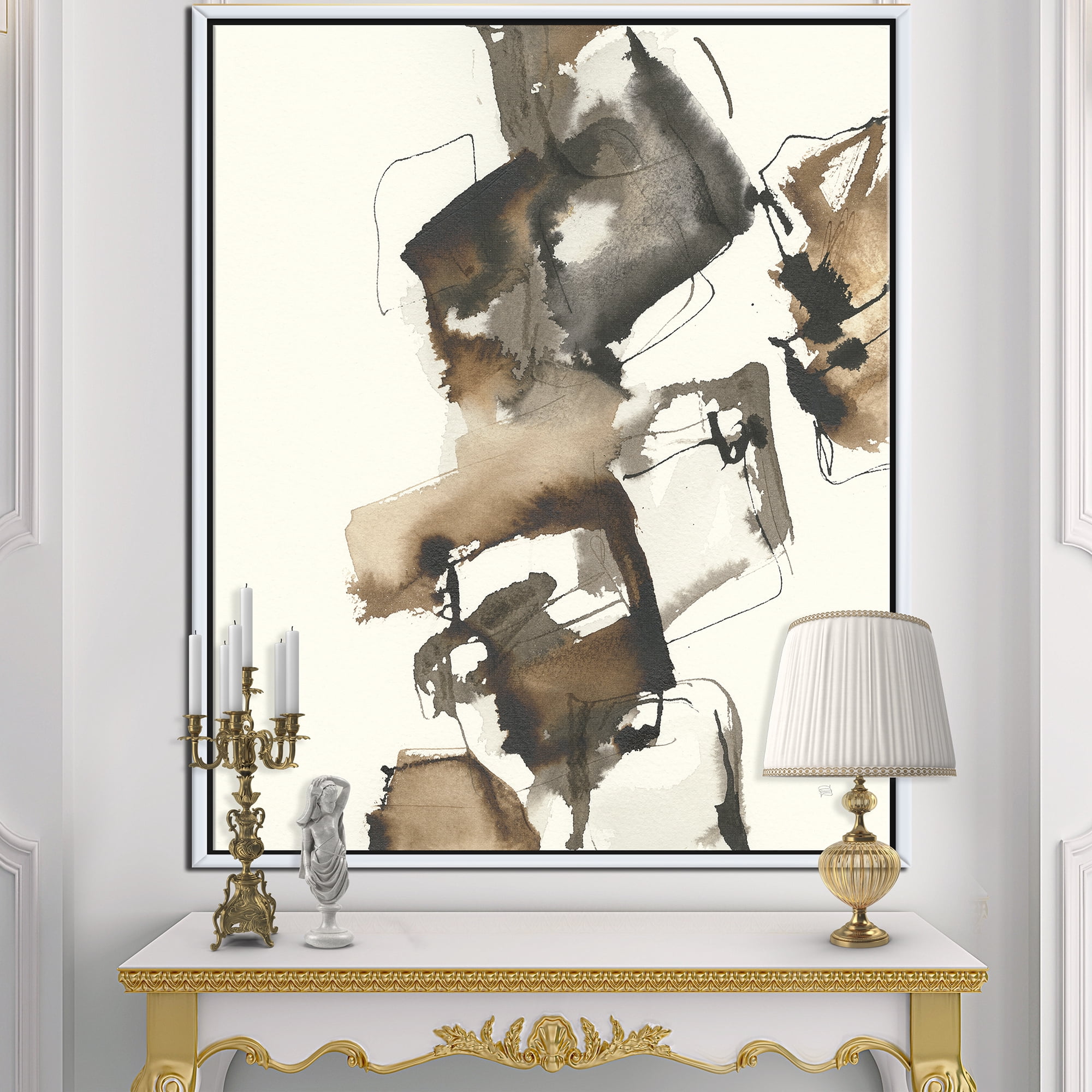 Designart ' Gold Glam Squares II ' Modern & Contemporary Framed Canvas