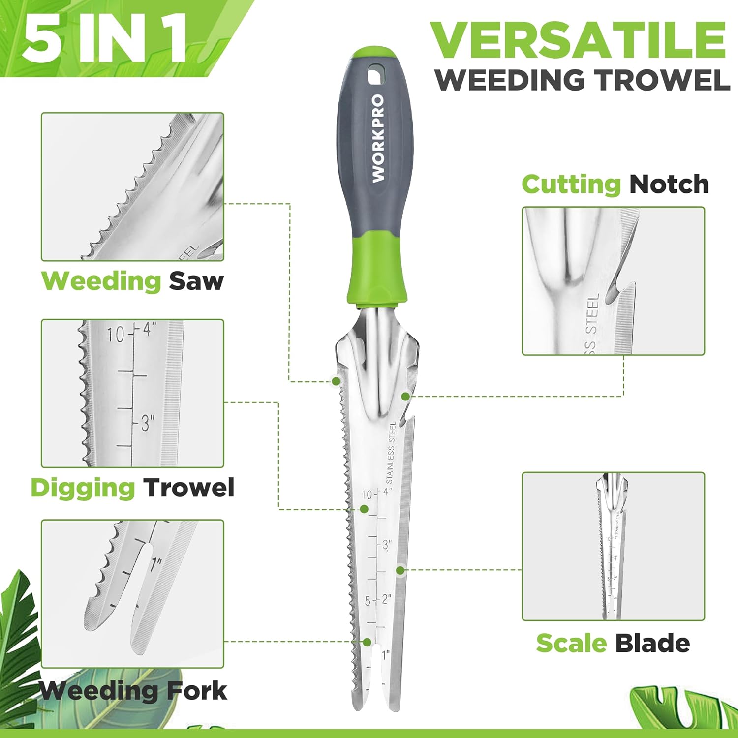Cordless Grass Shear & Shrubbery Trimmer with 5-in-1 Weeding Trowel, Lightweight Handheld Hedge Cutter for Garden Lawn