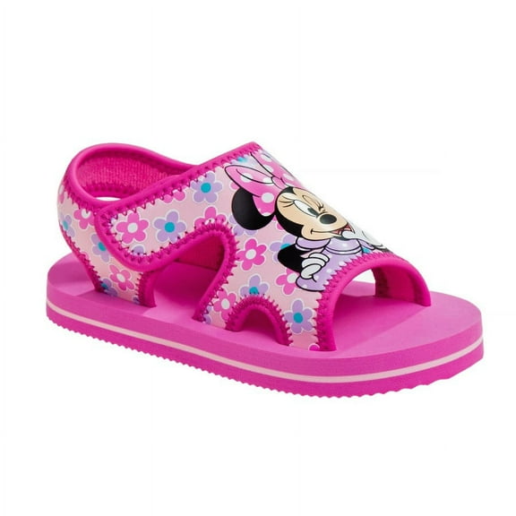 Disney Minnie Mouse Toddler Girls Hook & Loop Flat Heel Sandals - Fuchsia, 9-10