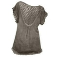 thumbnail image 4 of CEHVOM T-Shirt d'Été Décontracté à Manches Courtes pour Femme Col Rond Blouse Dos Creux, 4 of 5