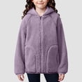 thumbnail image 2 of Staki Girls Fleece Jacket Soft Plush Sherpa Faux Fur Hooded Winter Jacket for Girls Warm Lightweight Cozy Teddy Coat 3-18Y(Sky Blue,9-10 Years), 2 of 7