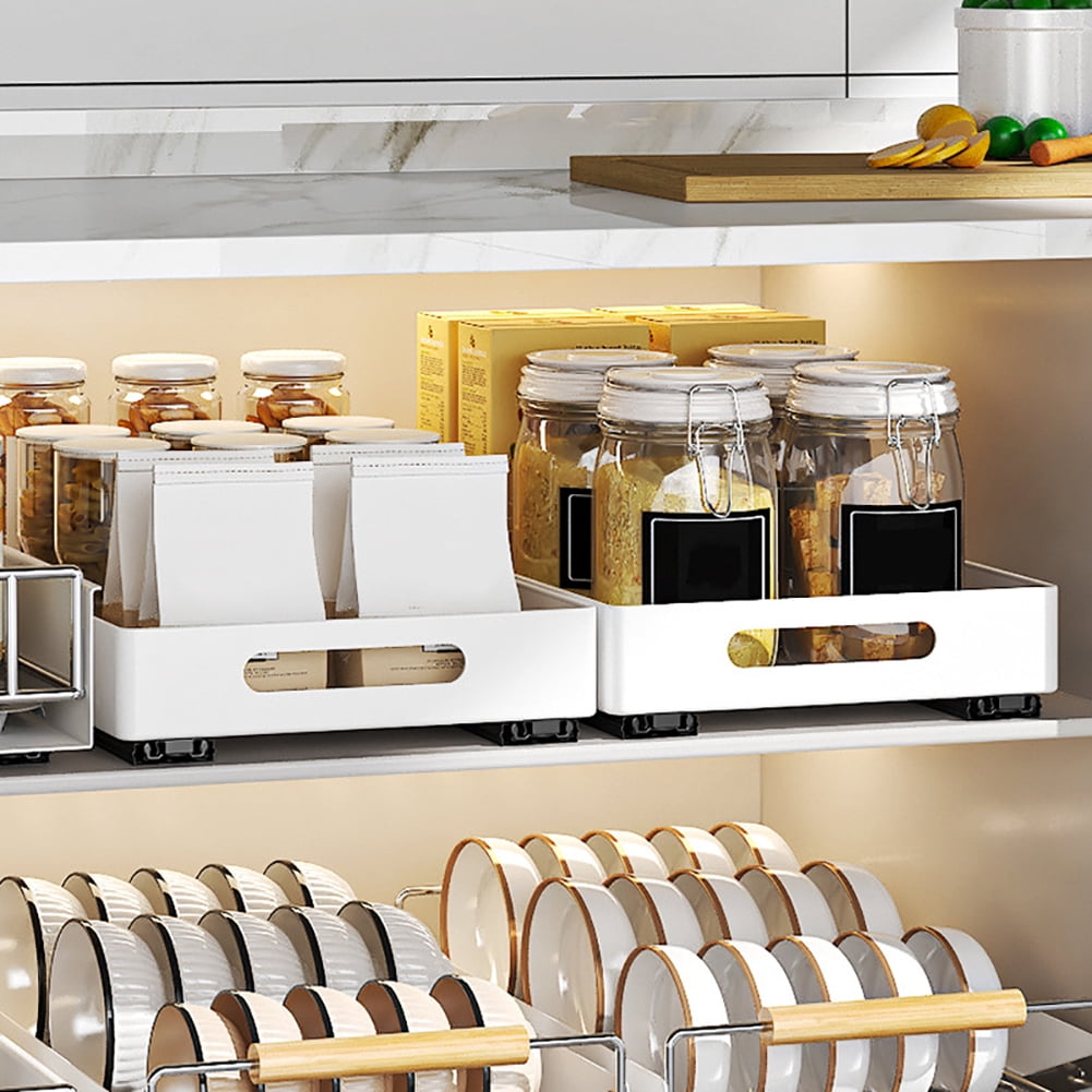 Pull Out Cabinet Organizer, Heavy Duty Slide Out Drawers Fixed With Adhesive Film, Iron Storage And Organization Slide Out Pantry Storage Drawer For Kitchen