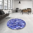 thumbnail image 4 of Ahgly Company Machine Washable Indoor Round Transitional Sky Blue Area Rugs, 3' Round, 4 of 7