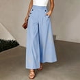 thumbnail image 5 of JOANKDMI Striped Wide Leg Pants for Women High Waisted Flowy Trousers with Sailor Button Detail Casual Dressy Work Office Wear Flattering Summer Holiday Bottoms, 5 of 8