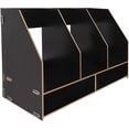 thumbnail image 3 of Desktop Bookshelf Organizer Wood Office Supplies Paper Storage Letter Tray File Sorter Desk Organizer 5 Compartments with Phone Stand DIY Desk Stationary Storage Rack File Tray Counter Accessories, 3 of 7