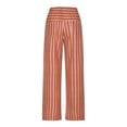 thumbnail image 4 of LEBONYARD Womens Pants Wide Leg,Women Plus Size Cotton Linen Wide Leg Trouser,Women's Summer High Waisted Wide Leg Pants Stripe Matching Yoga Gym Long Pants Orange XXL, 4 of 5