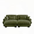 thumbnail image 6 of Modern Two-seater Sofa with Ottoman in Olive Green - Velvet, Durable & Comfortable for Living Room, 6 of 14