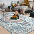 thumbnail image 3 of Homore Traditional Pattern Mystic Medallion Area Rug,6' x 9',Blue, 3 of 7