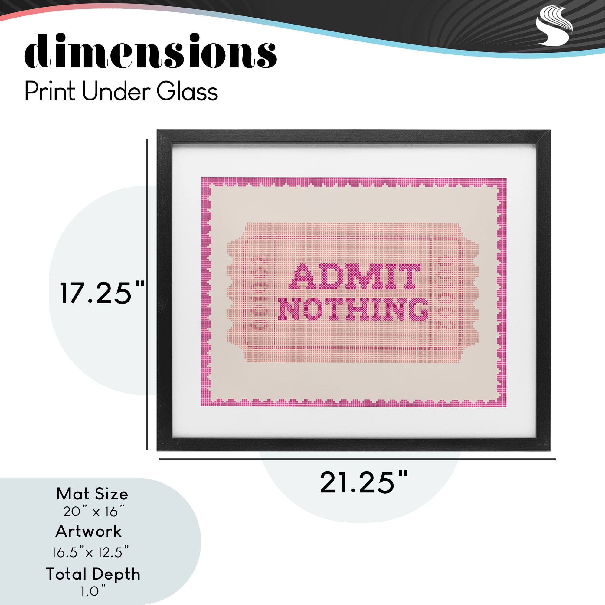 Stupell Industries Admit Nothing Retro Pink Ticket Black Framed Print Under Glass, design by Lil' Rue