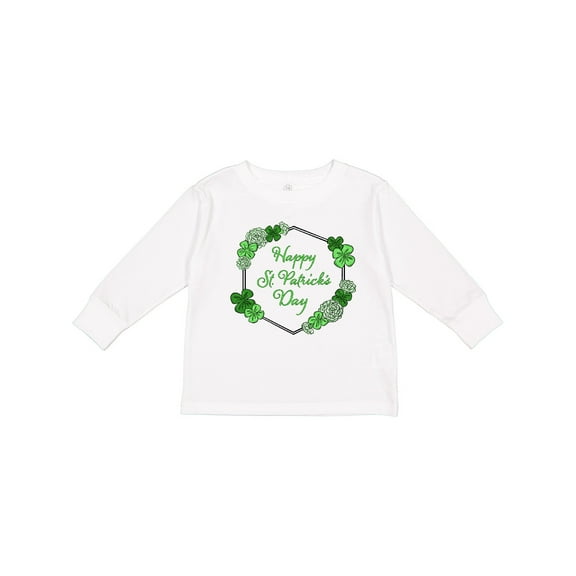 Inktastic Happy St. Patrick's Day Clovers Boys or Girls Long Sleeve Toddler T-Shirt