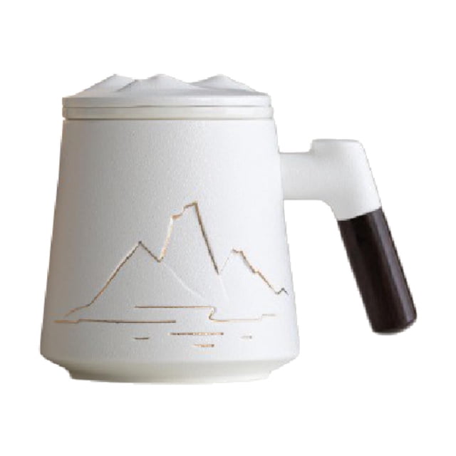 Taza de té de cerámica con asa para beber, ideal para jardín, hotel y bebidas. Blanco