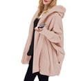thumbnail image 1 of Women'S Solid Color Long-Sleeved V-Neck Hooded Jacket Casual Loose Plush Buttonless Jacket Pink S, 1 of 7